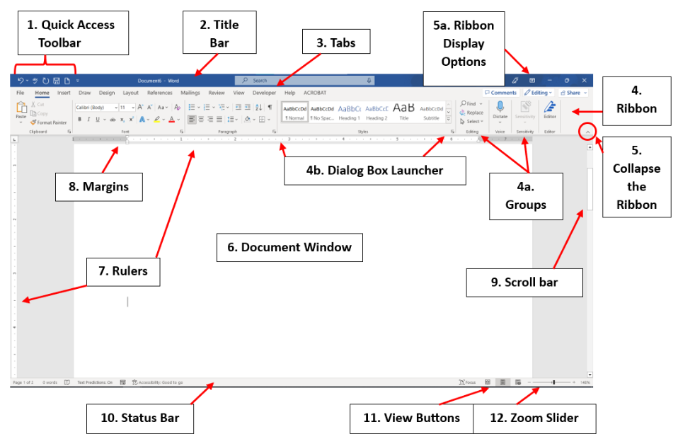 A typical word-processor screen — toolbars, ribbon, formatting options crowding the page
